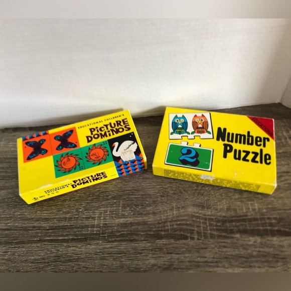 Vtg Picture Dominos and Number Puzzle Sets - Picture 2 of 9